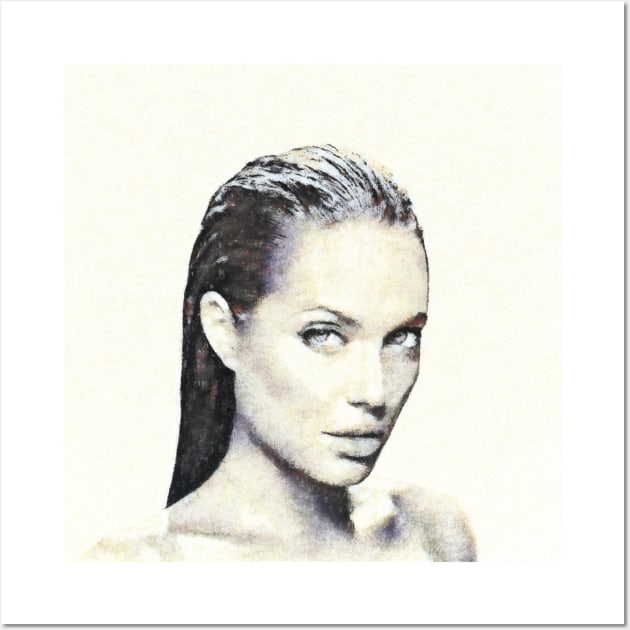 Portrait of Angelina Jolie Wall Art by happyantsstudio